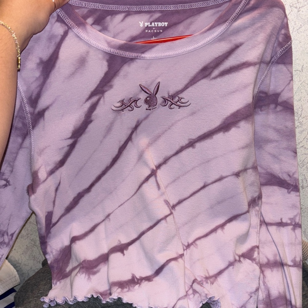 PLAYBOY Purple Tie-Dye Long Sleeve Top